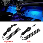 Luce al neon per auto a LED 2 in 1 Luce per piedi Decorazione interna a LED Retroilluminazione Accendisigari Lampada per atmosfera USB Accessori per veicoli