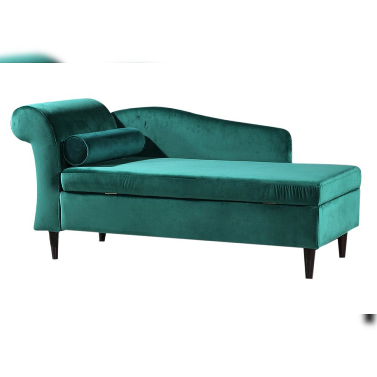 KAWOLA Polsterliege SARAH Ottomane Recamiere Stoff grün 163x77x73cm Image