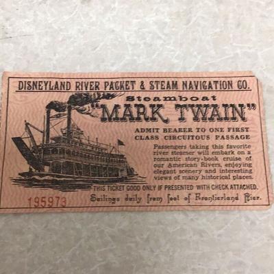 Disney Art | Disney Land 1955 Opening Year Mark Twain Steamboat Ticket | Color: Black/Pink | Size: Oseu