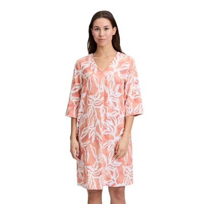 Sommerkleid CARTOON "Cartoon Sommerkleid mit Muster", Damen, Gr. 44, Normalgrößen, cream, apricot, Obermaterial: 55% Leinen, 45% Viskose., modisch, lässig geschnitten kurz, U-Boot-Ausschnitt, Kleider, Material Image