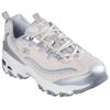 Sneaker SKECHERS "D'LITES-CHROMATIC", Damen, Gr. 35, silber (natur, silberfarben), Lederimitat, Textil, metallic, modisch, Schuhe, Plateausneaker, Schnürschuh mit Metallic Einsätzen