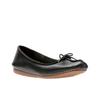 Ballerina CLARKS "Freckle Ice", Damen, Gr. 38, schwarz (schwarz leather), Leder, casual, Schuhe, Slipper, Flats, Flats, Slipper mit Schleifchen