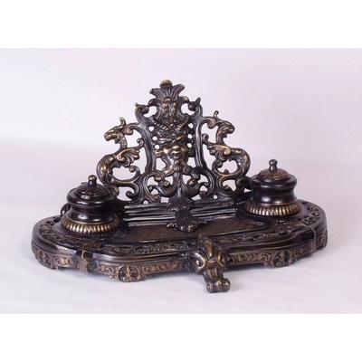 Estabrook Metal Decorative Double Inkwell