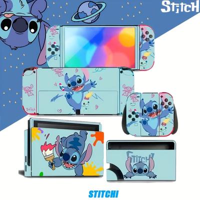 TEMU Stitch Ns For Switch Light Beige Sticker Wrap Vinyl Protective Cover Protective Panel Full Game Console Base Durable Scratch-resistant And Bubble-free Stickers Stickers Only Image