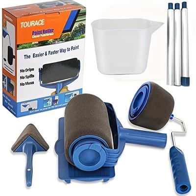 TEMU 8pcs Roller Kit - Multifunctional Wall Decorating Set With Pro , Flocked Edger, Corner Cutter, And More - Smooth Application, Paint Rollers For Wall Image