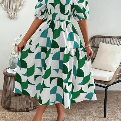 TEMU Elegant Off-shoulder Ruffle Hem Dress, Floral Print, Sleeveless, Polyester, Women's Fashion For Spring/summer, Adult Fashion | Ruffle Hem Dress | Fit Dres Image