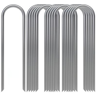 TEMU 16pcs U-shaped Garden Stakes Set - Iron Ground Pegs For Greenhouses, Tents, Lawns, And Barriers, Plastic Sheet Stakes, Irrigation Pipes, Lawn Image