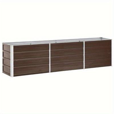 TEMU Garden Raised Bed Galvanized Steel 240x40x45 Cm Brown Flower Pots For Garden, Yard Lawn And Balcony Decoration. Garden Pot, Plant Growth Container Image