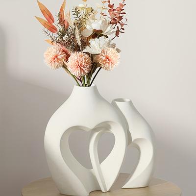 TEMU Set Of 2 Modern Minimalist Creative Heart-shaped Resin Ornament Vase Set Home Decoration Vase Image
