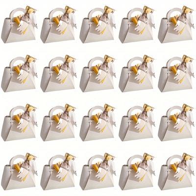 TEMU 20pcs, Pu Leather Party Handbags Gift Bags Handbags Are Suitable For Birthday Wedding Engagement Valentine's Day, Housewarming Opening Party Supermarket Cafe And Other Small Gift Bags Image