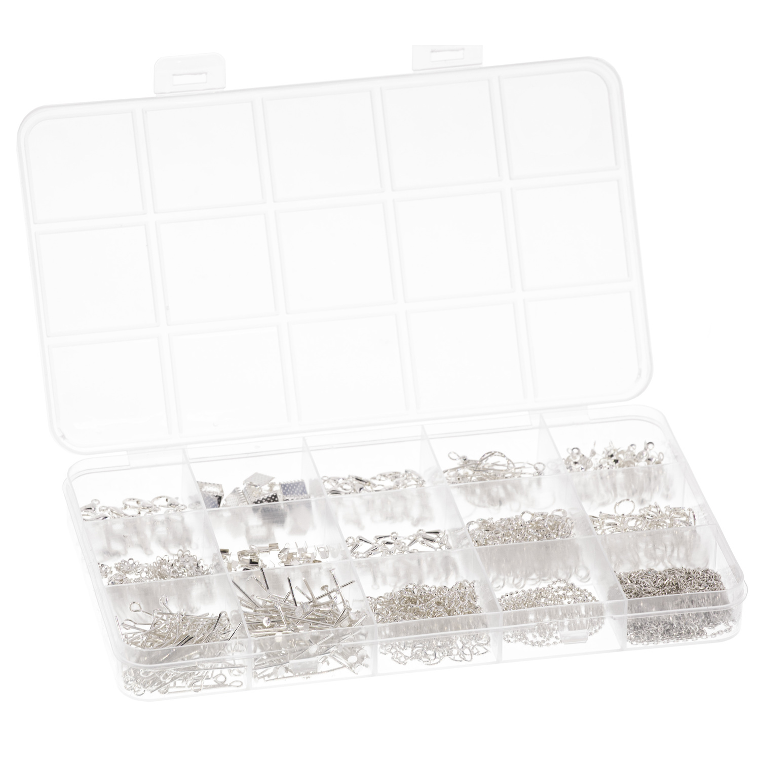 Boite de rangement pour bijoux avec accessoires, argent
