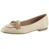 Ballerina TAMARIS, Damen, Gr. 39, beige (natur), Ziegenveloursleder, Bast, kontrastfarbene Details, modisch, Schuhe, Blockabsatz, Schlupfschuh, Businessschuh mit Tamaris-Schmuckelement