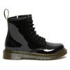 Schnürboots DR. MARTENS "Junior 1460 8-Loch Lacklederstiefel", Kinder, Gr. 35, schwarz, Leder, glänzend, modisch, Schuhe, Lackstiefel, Kinderstiefel, Freizeitschuh mit Reißverschluss