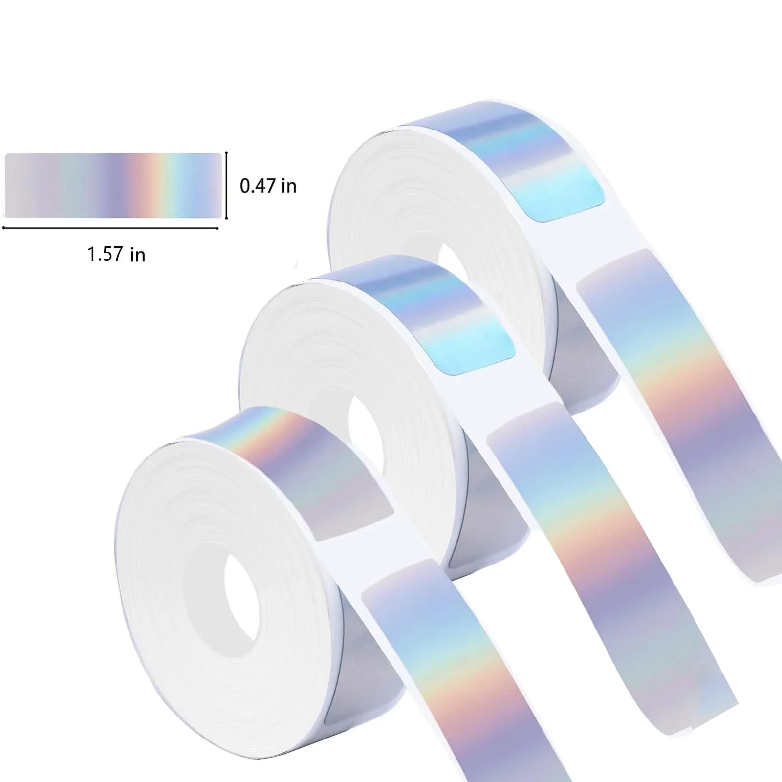 Label Laser Tapes 12x40mm Sticky Compatible with D30 Portable Label Printer Tape Label Print Paper for Office Holographic Silver Image