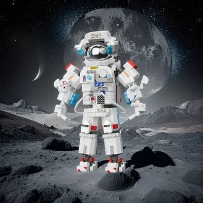 Spaceman-Astronauten-Bausteinmodell, intelligentes Puzzle-Montagespielzeug für Kinder mit hohem Schwierigkeitsgrad für Jungen und Mädchen Image