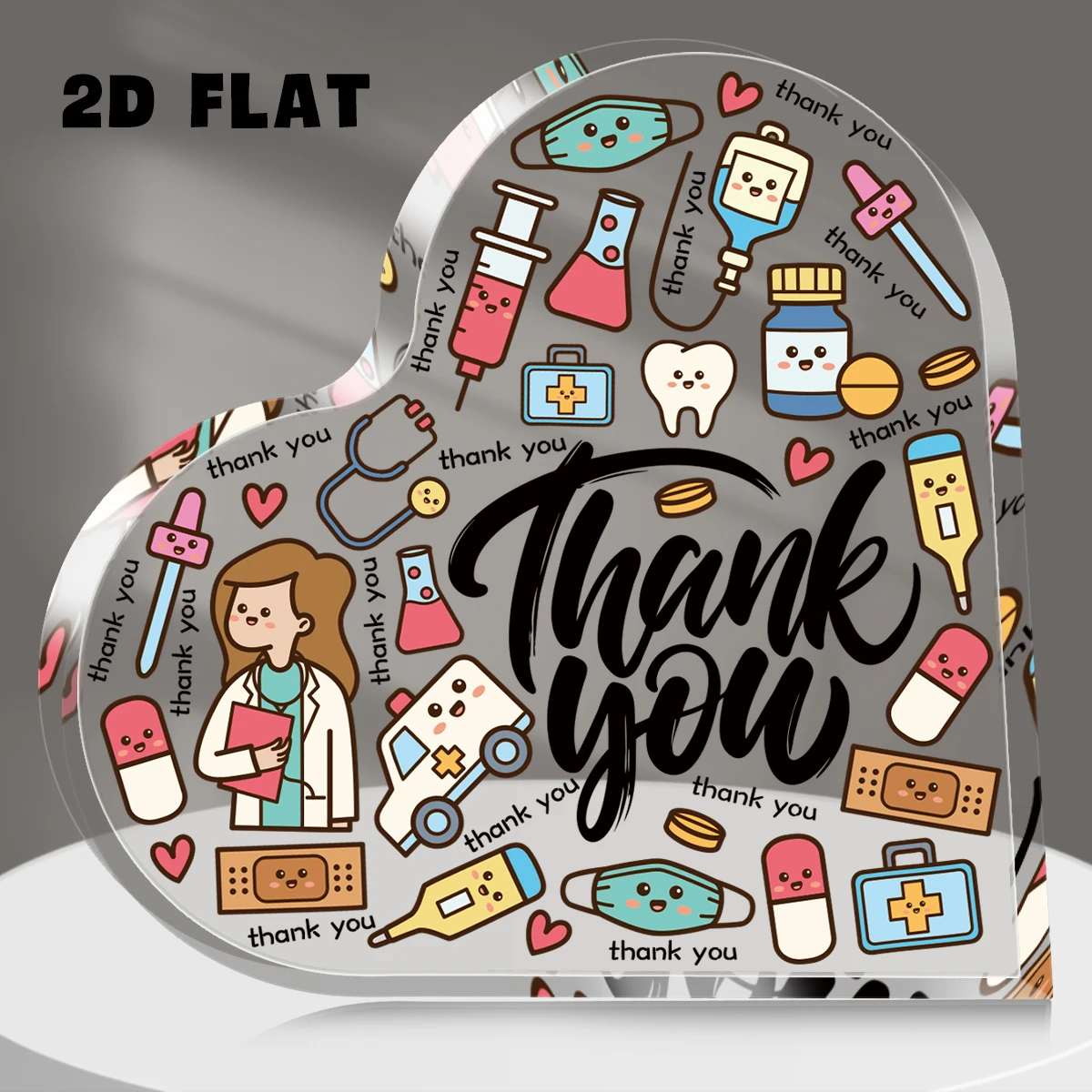 1 Stück Krankenschwestern-Acrylplakette, Dankeschön-Geschenke für Krankenschwestern, Wertschätzung, Krankenpflege, Studenten, herzförmige Designs, Souvenirs, Schreibtischdekoration Image