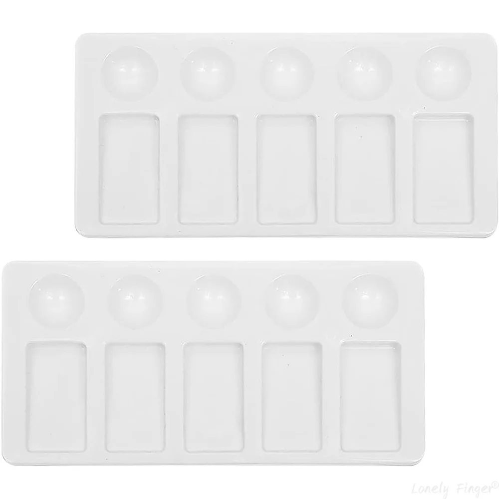 2PCS Farbpalette Tablett 10-Well Aquarell Farbpalette Künstler Mischen Farbtablett Auslaufsicher zum Malen Image