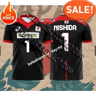 Japan Capcom Men's Volleyball Team ISHIKAWA R. TAKAHASHI NISHIDA Jersey 3D Printed Breathable
