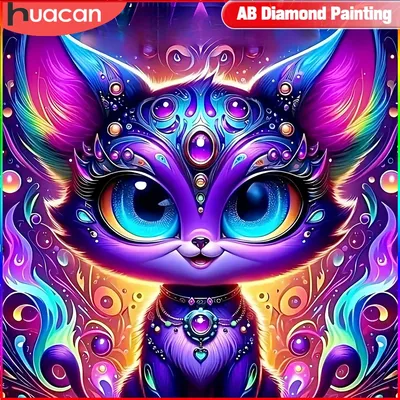 HUACAN Diamond Painting Cat New Arrival 5D DIY Wall Stickers Mosaic Animal Picture Rhinestones