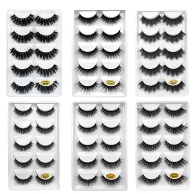 50 pairs natural long false eyelashes fluffy 3d mink lashes makeups 100% cruelty free faux eye