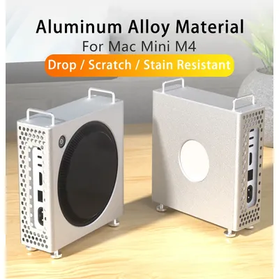 for Mac Mini M4/m4 Pro 2In1 Design Aluminum Alloy with Heat Dissipation Stand Dustproof Shockproof