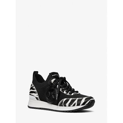 Michael Kors Jenkins Stretch Knit and Faux Zebra Print Calf Hair Trainer