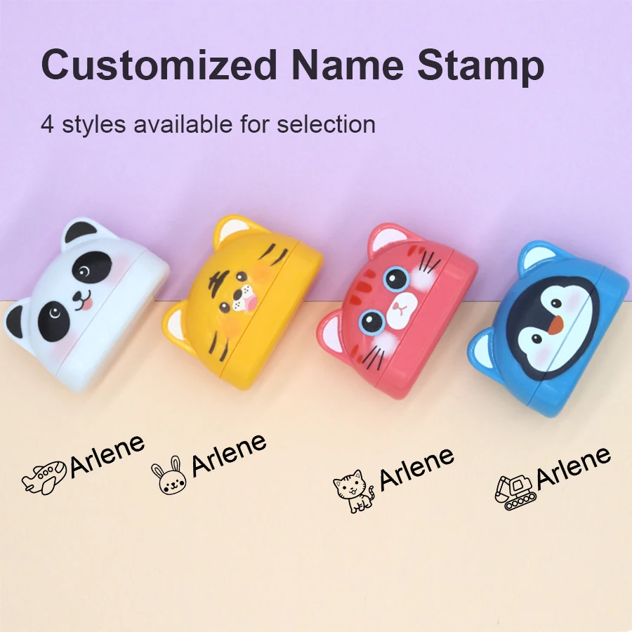 Timbre de nom personnalisé, jouets imperméables, vêtements pour bébés étudiants, textiles, boîtes à déjeuner scolaires, cadeaux pour enfants, Mini kawayi mignon