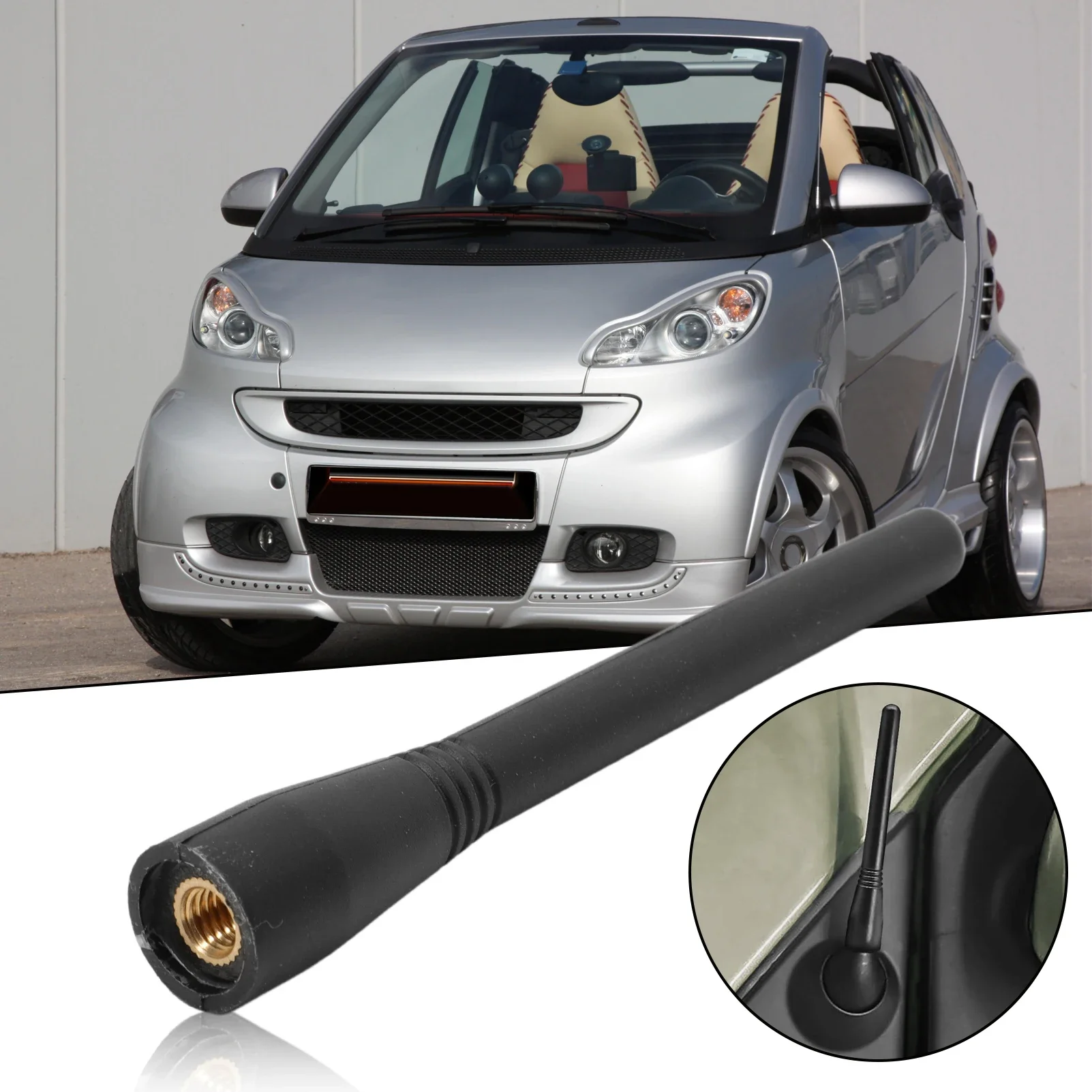 Auto 10 CM Lunghezza Antenna Antenna sul tetto Adattatore radio per Smart Fortwo 451 450 FM/AM M6 Asta Antenna Antenna sul tetto Antenna radio