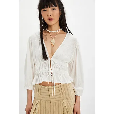 Let's Go Blouse at Free People in Ivory, Size: XL