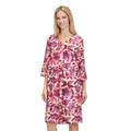 Sommerkleid CARTOON "Cartoon Sommerkleid mit Muster", Damen, Gr. 42, Normalgrößen, cream, schwarz pink, Obermaterial: 55% Leinen, 45% Viskose., modisch, lässig geschnitten kurz, U-Boot-Ausschnitt, Kleider, Material