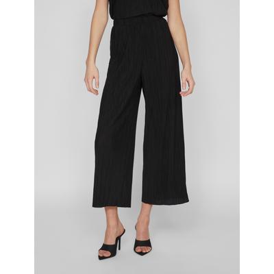 Schlupfhose VILA "VIPLISA HW CULOTTE PANTS - NOOS", Damen, Gr. XS (34), N-Gr, schwarz (schwarz beauty), Web, Obermaterial: 65% Polyester, 35% Viskose, unifarben, modisch, regular fit, Hosen, plissierte Optik Image