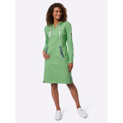 Sweatkleid CASUAL LOOKS "Sweatkleid", Damen, Gr. 46, Normalgrößen, grün (apfel), 100% Baumwolle, unifarben, kurz, Langarm, Kleider Image