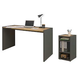 Furn.Design Büromöbel Set in grau matt und Wotan Eiche mit Schreibtisch und Container Center Image