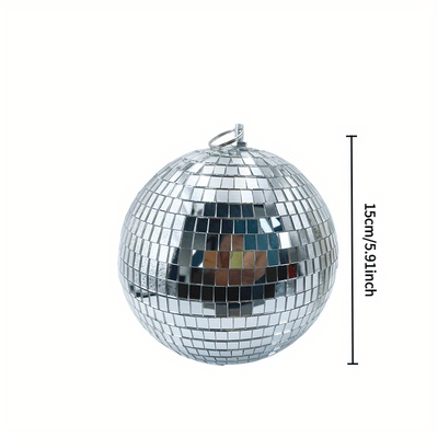 TEMU 1pc Cool And Fun Silvery Mirror Disco Ball- Large Hanging Party Decoration, Suitable For Weddings, Birthdays, Etc.- No Power Required, Glass Material Image