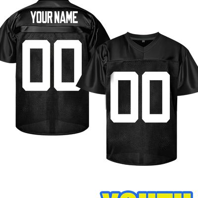 TEMU Customizable Name & Number American Football Jersey For Boys, Girls, Youth - Embroidered V-neck Loose Fit, Machine Washable, Casual Sports & Outdoor Wear Image