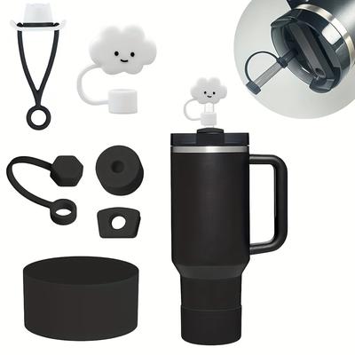 TEMU 6pcs Accessories Set For 30oz 40oz Tumbler Cup Including 2pcs 10mm Straw Cover 3pcs Spill Proof Stopper And 1pc Silicone Protective Boot For Decoration Image