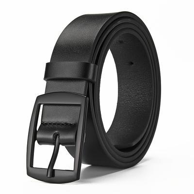 TEMU Ckiruv Men's Leather Belt With Metal Alloy Pin - Elegant, Versatile For Jeans And Casual Wear, Ideal Gift For , Business Casual Belt|elegant Alloy |durable Belt Constructio Image