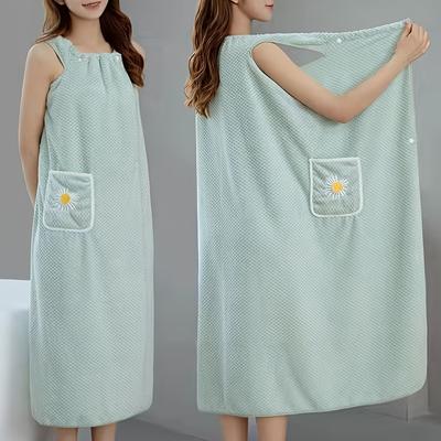 TEMU 1pc Bath Towel, Bath Skirt For , Absorbent Drying Bathrobe , Long Bath Towel, Bathroom Supplies, Sauna Spa Sauna For , Bathroom Accessories Image