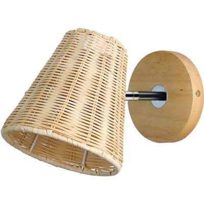 Rattan-Wandleuchte – rustikale Holz-Wandleuchte – verstellbarer Arm, geeignet für Kinderbett, Image