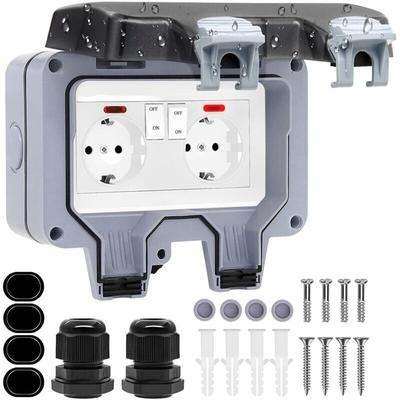 16A IP66 wasserdichte Außensteckdose, Doppelsteckdose und Schutzklappe, Image