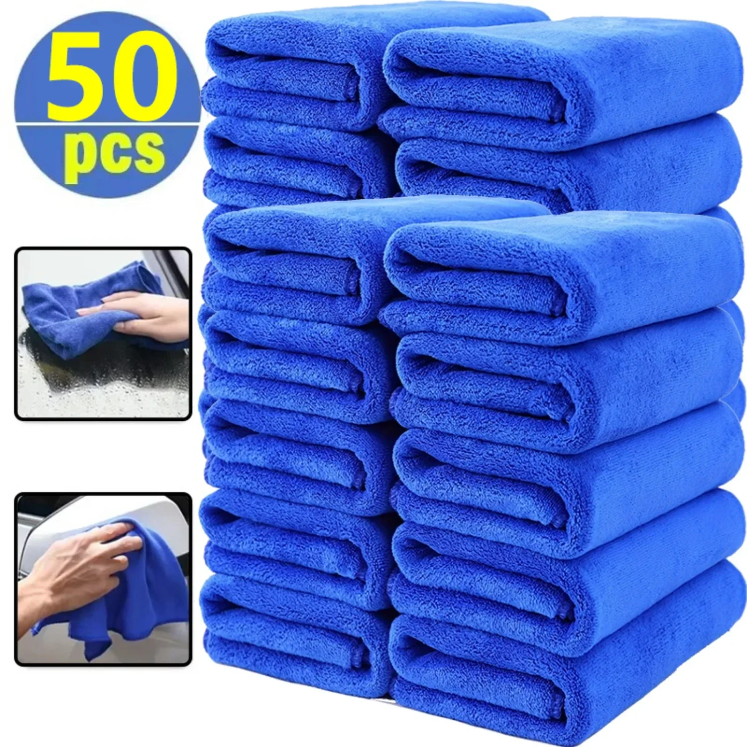 10–50 Stück Mikrofaser-Reinigungstücher, 30 x 30 cm, Autopflege, Detaillierung, Poliertuch, wiederverwendbar, super saugfähig, für Zuhause, Küche, sauberes Handtuch Image