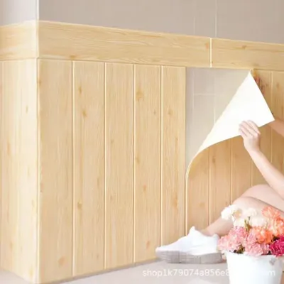 3D-Wandpaneele mit Holzmaserung, selbstklebende wasserdichte Tapete für Wohnzimmer, Schlafzimmer, Image