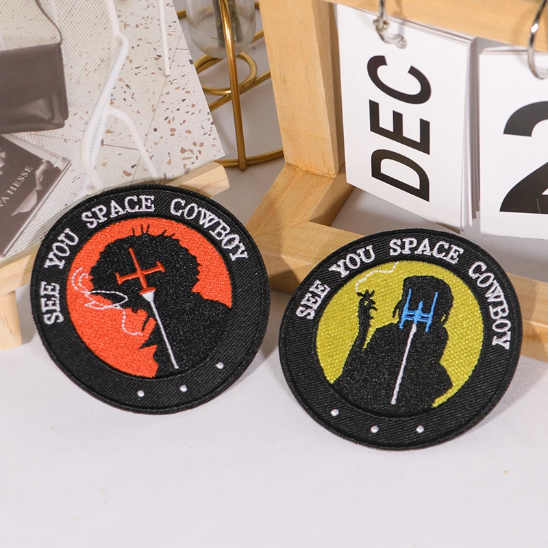1PC See You Space Cowboy bestickter Aufnäher Rock Punk inspirierendes Abzeichen DIY Geschenk Eisen auf Patches für Kleidung Mütze Jacke Trucker Hut Image