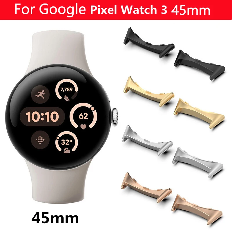 2 Stück Edelstahl-Adapter für Google Pixel Watch 3 45 mm Armbandzubehör Metall 22 mm Quick-Fit-Anschluss Pixel Watch 3 45 mm Image