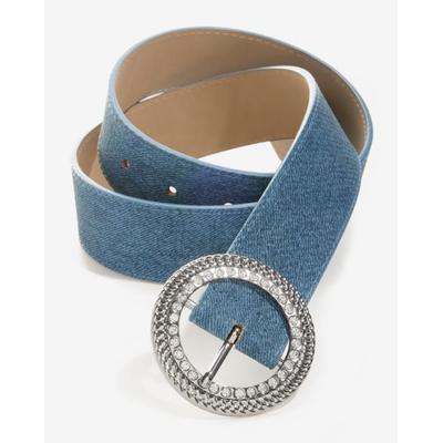 Boston Proper - Blue Denim - Denim Rhinestone Buckle Belt - Large