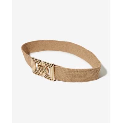 Boston Proper - Natural Neutral - Raffia Gold Square Buckle Belt - Large/XL