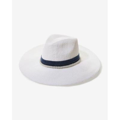 Boston Proper - White/Blue - Denim and Pearl Trim Hat
