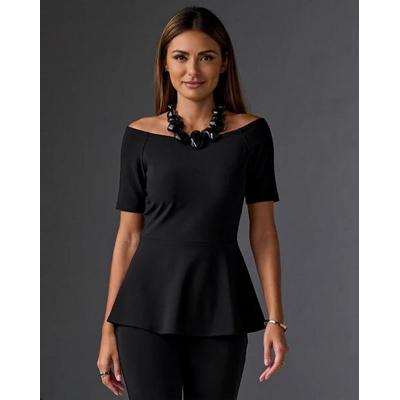 Boston Proper - Jet Black - Beyond Travel Off The Shoulder Peplum Top - 2XS