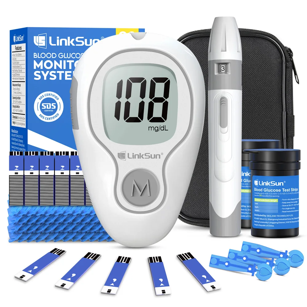 LinkSun G-425-3 Glucosemeter Komplettset 10/50/100 Stück Teststreifen Blutzuckertestmaschine für Diabetes Blutzuckermessgerät Image