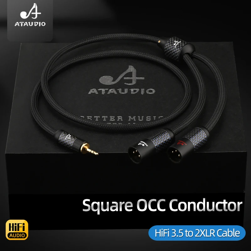 HiFi-Stereo 3,5 mm auf 2XLR-Audiokabel, hochwertiges quadratisches OCC-Draht, 3,5-Buchse auf 2XLR-Stecker oder Buchse für Telefonmikrofon Image